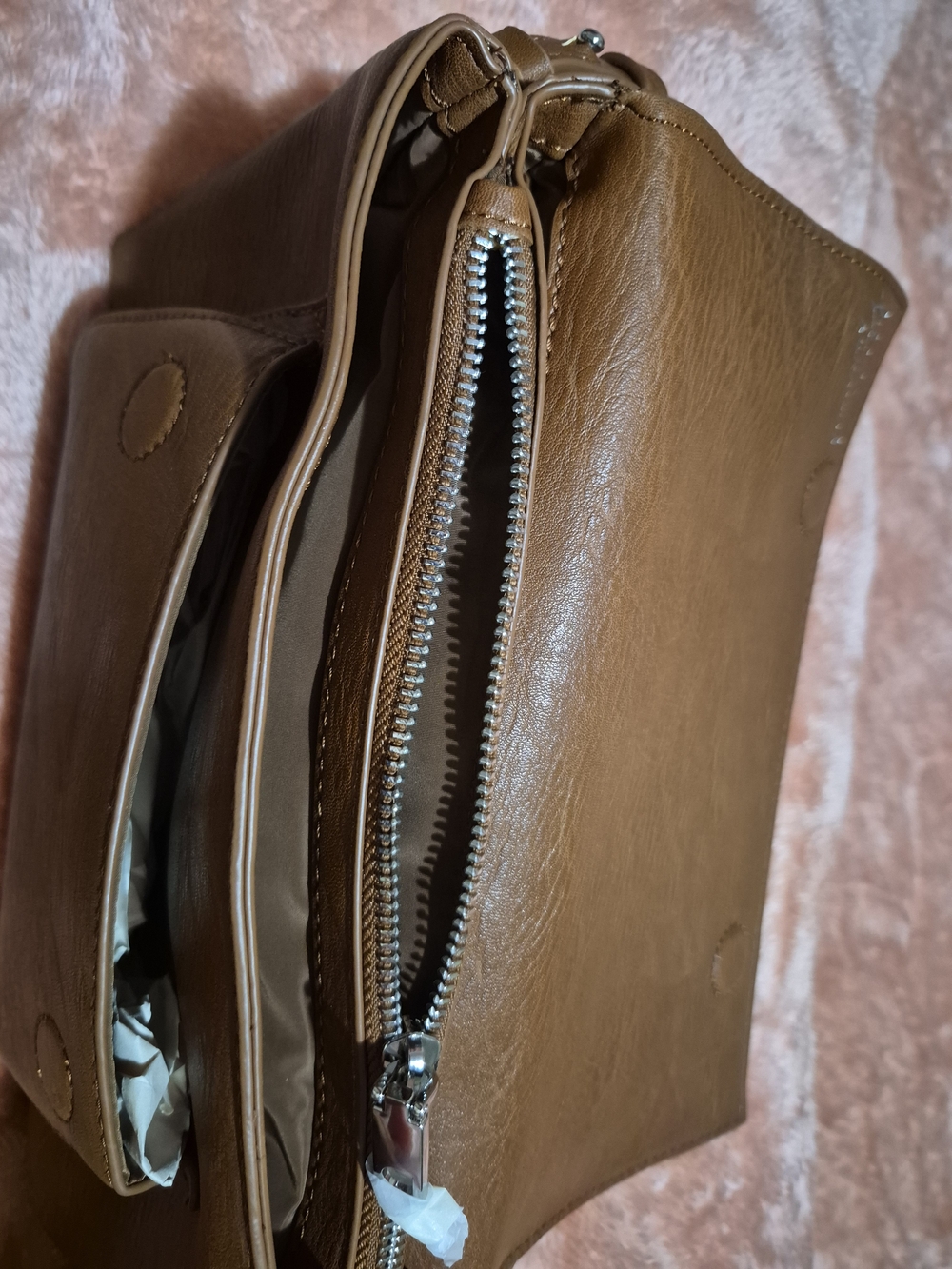 Desigual Brown Embossed Faux-Leather Crossbody Bag - Picture 7 of 14